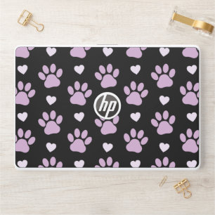 Pattern Of Paws, Dog Paws, Lilac Paws, Hearts HP Laptop Skin