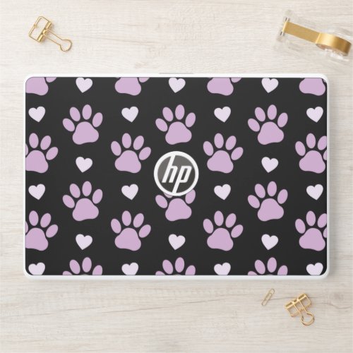 Pattern Of Paws Dog Paws Lilac Paws Hearts HP Laptop Skin