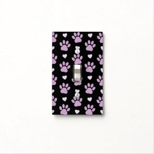 Pattern Of Paws, Dog Paws, Lilac Paws, Hearts Light Switch Cover