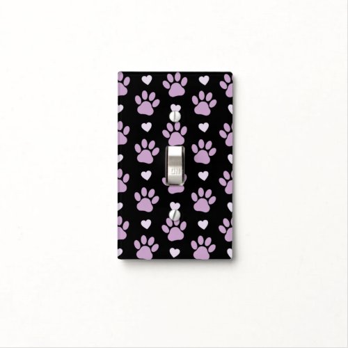 Pattern Of Paws Dog Paws Lilac Paws Hearts Light Switch Cover