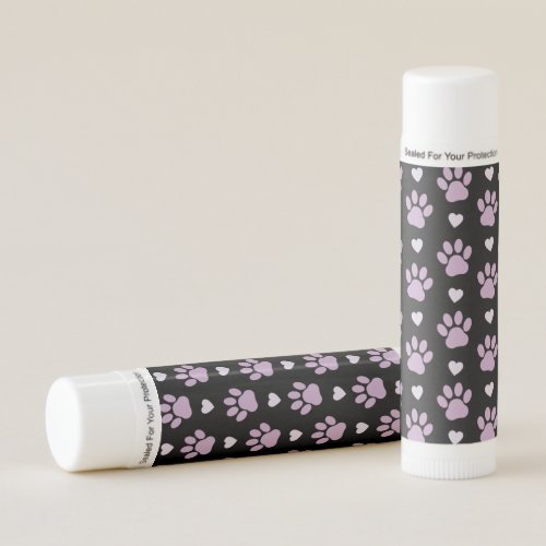 Pattern Of Paws Dog Paws Lilac Paws Hearts Lip Balm