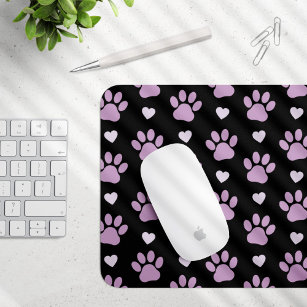 Pattern Of Paws, Dog Paws, Lilac Paws, Hearts Mouse Pad