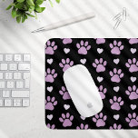 Pattern Of Paws, Dog Paws, Lilac Paws, Hearts Mouse Pad at Zazzle