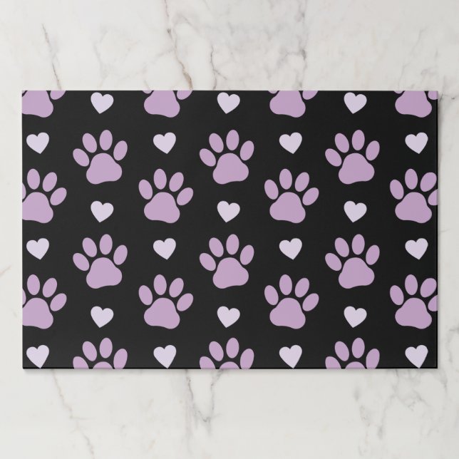 Pattern Of Paws, Dog Paws, Lilac Paws, Hearts Paper Pad (Front)