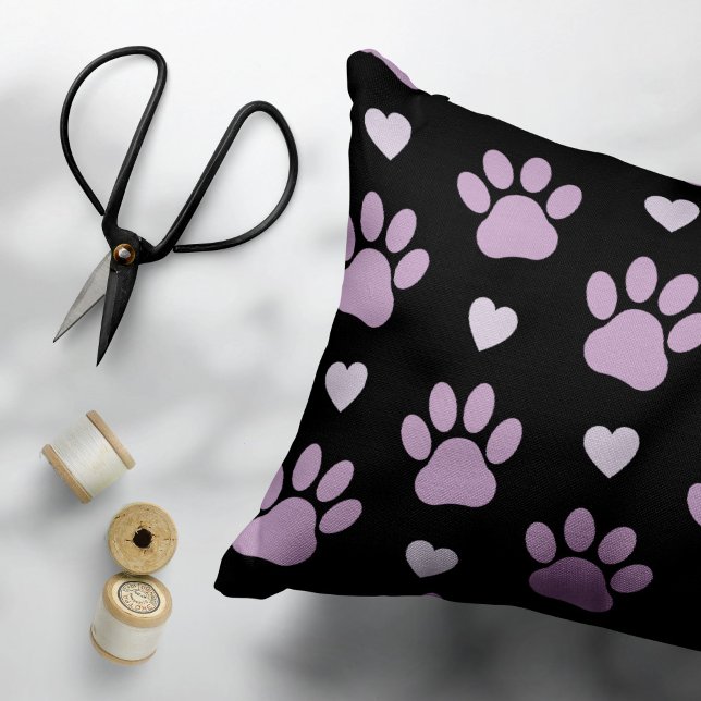 Pattern Of Paws, Dog Paws, Lilac Paws, Hearts Pet Bed (Creator Uploaded)