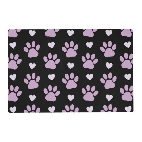 Pattern Of Paws Dog Paws Lilac Paws Hearts Placemat