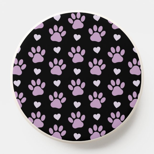 Pattern Of Paws, Dog Paws, Lilac Paws, Hearts PopSocket (Popsocket)
