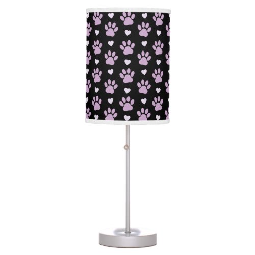 Pattern Of Paws Dog Paws Lilac Paws Hearts Table Lamp