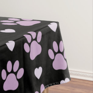 Pattern Of Paws, Dog Paws, Lilac Paws, Hearts Tablecloth