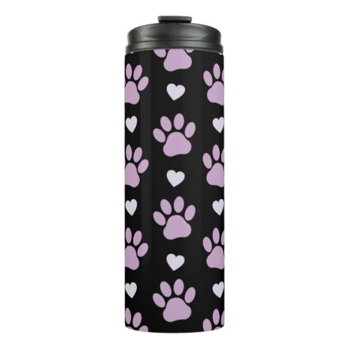 Pattern Of Paws Dog Paws Lilac Paws Hearts Thermal Tumbler