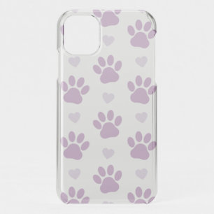 Pattern Of Paws, Dog Paws, Lilac Paws, Hearts iPhone 11 Case