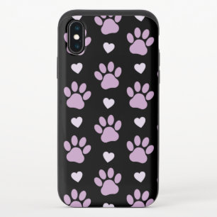 Pattern Of Paws, Dog Paws, Lilac Paws, Hearts iPhone X Slider Case