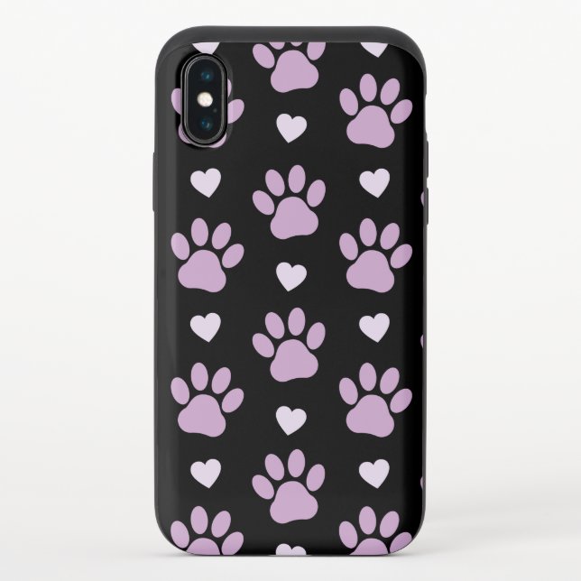 Pattern Of Paws, Dog Paws, Lilac Paws, Hearts Uncommon iPhone Case (Back)