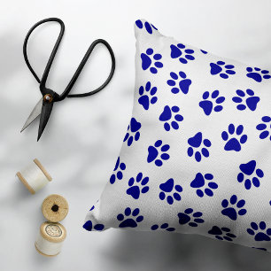 Pattern Of Paws, Dog Paws, Navy Blue Paws Accent Pillow