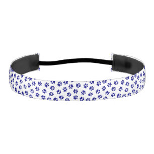 Pattern Of Paws, Dog Paws, Navy Blue Paws Athletic Headband