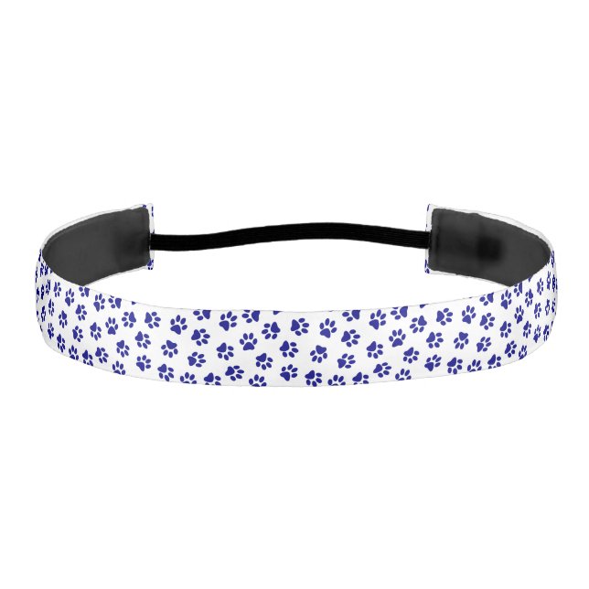 Pattern Of Paws, Dog Paws, Navy Blue Paws Athletic Headband (Front)