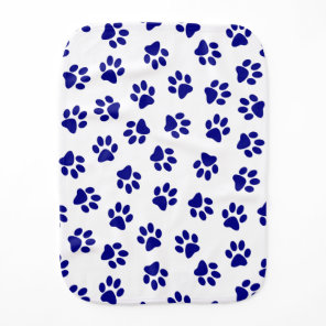 Pattern Of Paws, Dog Paws, Navy Blue Paws Baby Burp Cloth
