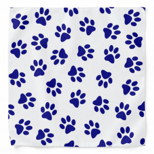 Pattern Of Paws, Dog Paws, Navy Blue Paws Bandana