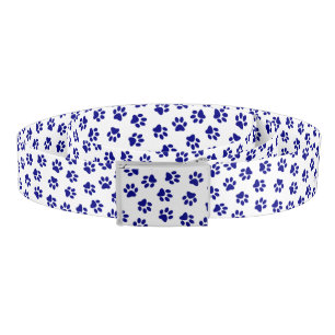 Pattern Of Paws, Dog Paws, Navy Blue Paws Belt