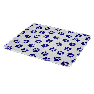 Pattern Of Paws, Dog Paws, Navy Blue Paws Cutting Board
