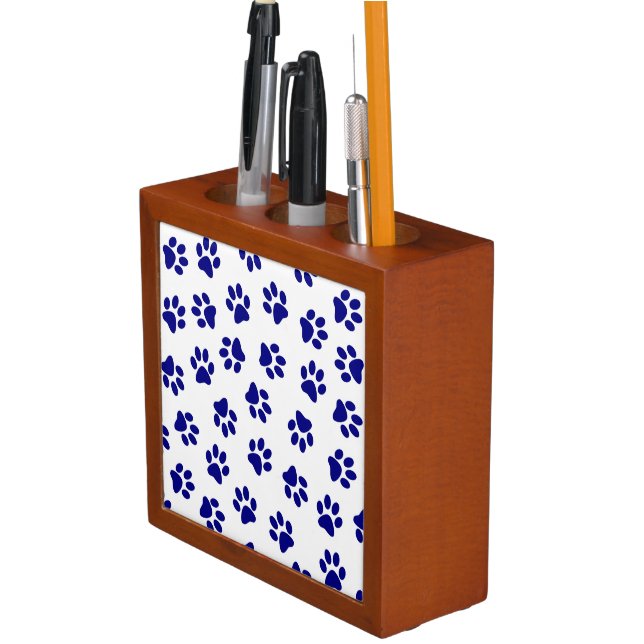 Pattern Of Paws, Dog Paws, Navy Blue Paws Desk Organizer (In Situ)