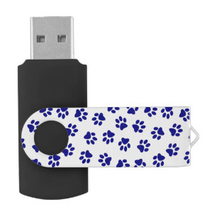Pattern Of Paws, Dog Paws, Navy Blue Paws Flash Drive