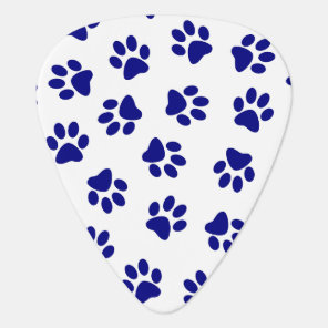 Pattern Of Paws, Dog Paws, Navy Blue Paws Guitar Pick