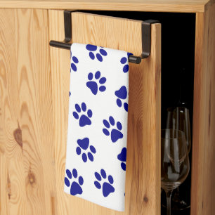 Pattern Of Paws, Dog Paws, Navy Blue Paws Kitchen Towel