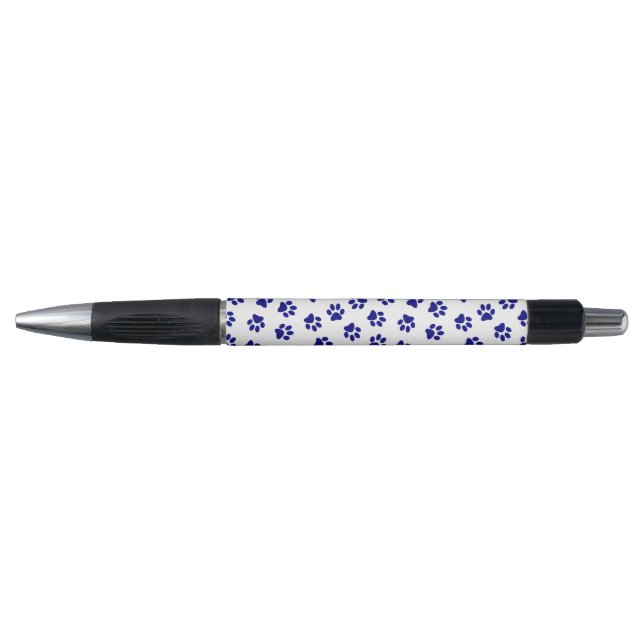 Pattern Of Paws, Dog Paws, Navy Blue Paws Pen (Front)