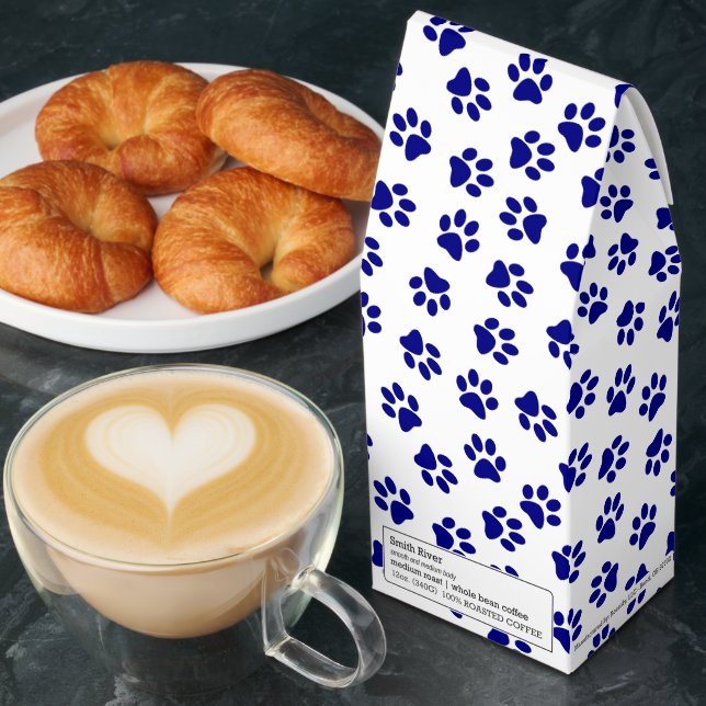 Pattern Of Paws, Dog Paws, Navy Blue Paws Roasted Coffee (Breakfast)