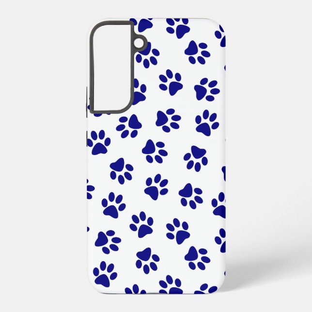 Pattern Of Paws, Dog Paws, Navy Blue Paws Samsung Galaxy Case (Back)