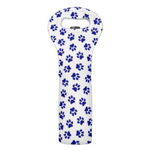 Pattern Of Paws, Dog Paws, Navy Blue Paws Wine Bag