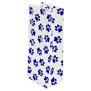 Pattern Of Paws, Dog Paws, Navy Blue Paws Wine Gift Bag