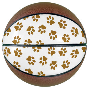 Pattern Of Paws, Dog Paws, Orange Gold Paws Basketball