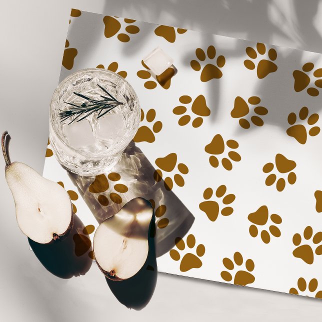 Pattern Of Paws, Dog Paws, Orange Gold Paws Cloth Placemat (Creator Uploaded)