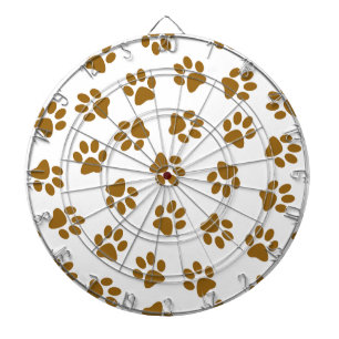 Pattern Of Paws, Dog Paws, Orange Gold Paws Dart Board