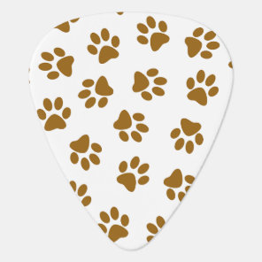 Pattern Of Paws, Dog Paws, Orange Gold Paws Guitar Pick