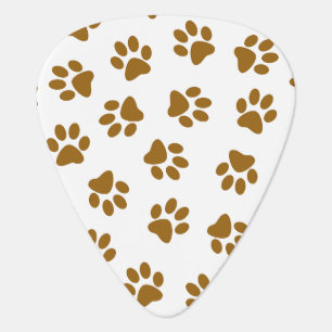 Pattern Of Paws, Dog Paws, Orange Gold Paws Guitar Pick