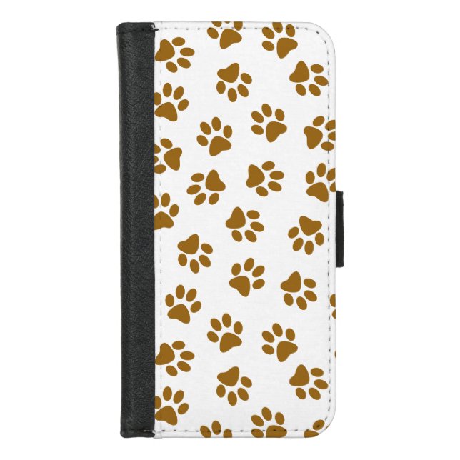 Pattern Of Paws, Dog Paws, Orange Gold Paws iPhone Wallet Case (Front)