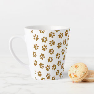 Pattern Of Paws, Dog Paws, Orange Gold Paws Latte Mug