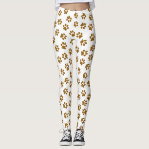 Pattern Of Paws, Dog Paws, Orange Gold Paws Leggings