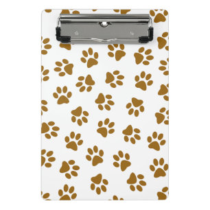 Pattern Of Paws, Dog Paws, Orange Gold Paws Mini Clipboard
