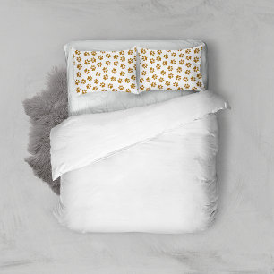 Pattern Of Paws, Dog Paws, Orange Gold Paws Pillow Case