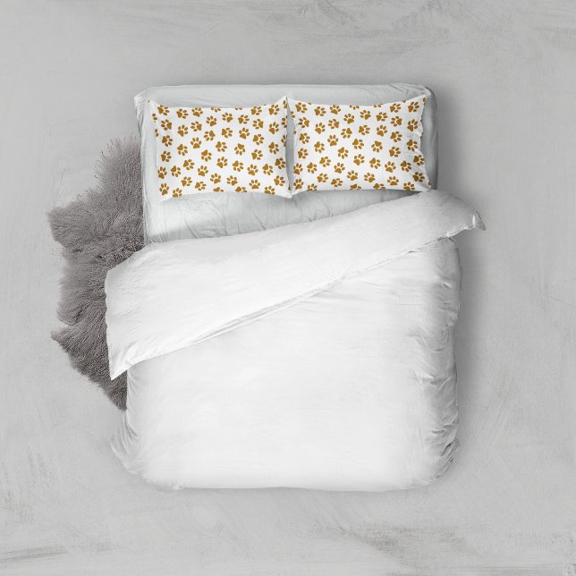 Pattern Of Paws, Dog Paws, Orange Gold Paws Pillow Case (Creator Uploaded)