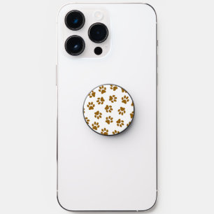 Pattern Of Paws, Dog Paws, Orange Gold Paws PopSocket