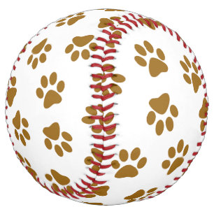 Pattern Of Paws, Dog Paws, Orange Gold Paws Softball