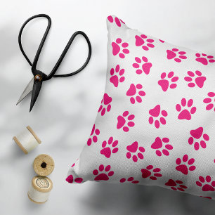 Pattern Of Paws, Dog Paws, Pink Paws Accent Pillow