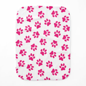 Pattern Of Paws, Dog Paws, Pink Paws Baby Burp Cloth