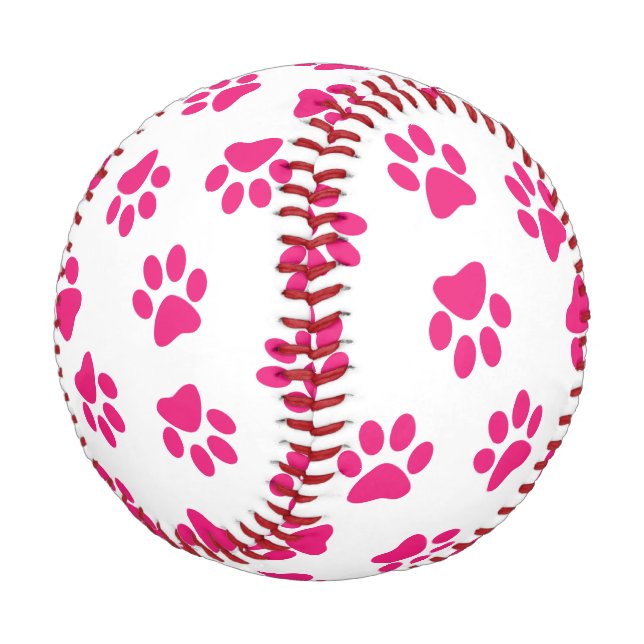Pattern Of Paws, Dog Paws, Pink Paws Baseball (Angled)