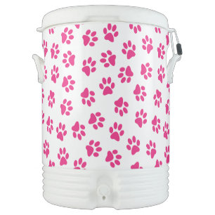 Pattern Of Paws, Dog Paws, Pink Paws Beverage Cooler